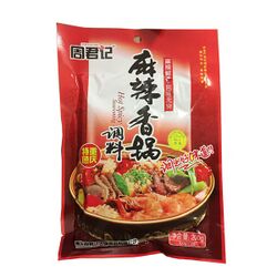 새우, 문어 등이 들어간 음식 사진 위에 제품 이름이 한자로 쓰여 있다.